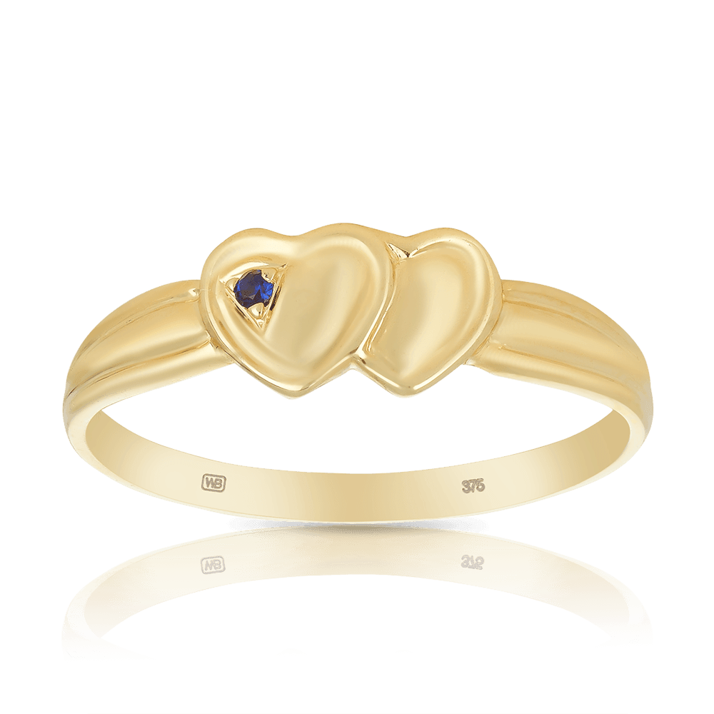 Children's Heart Polished Sapphire Ring in 9ct Yellow Gold - Wallace Bishop