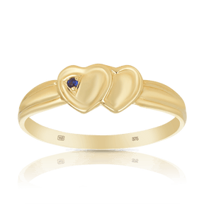 Children's Heart Polished Sapphire Ring in 9ct Yellow Gold - Wallace Bishop