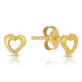 Children's Hollow Heart Stud Earrings in 9ct Yellow Gold - Wallace Bishop