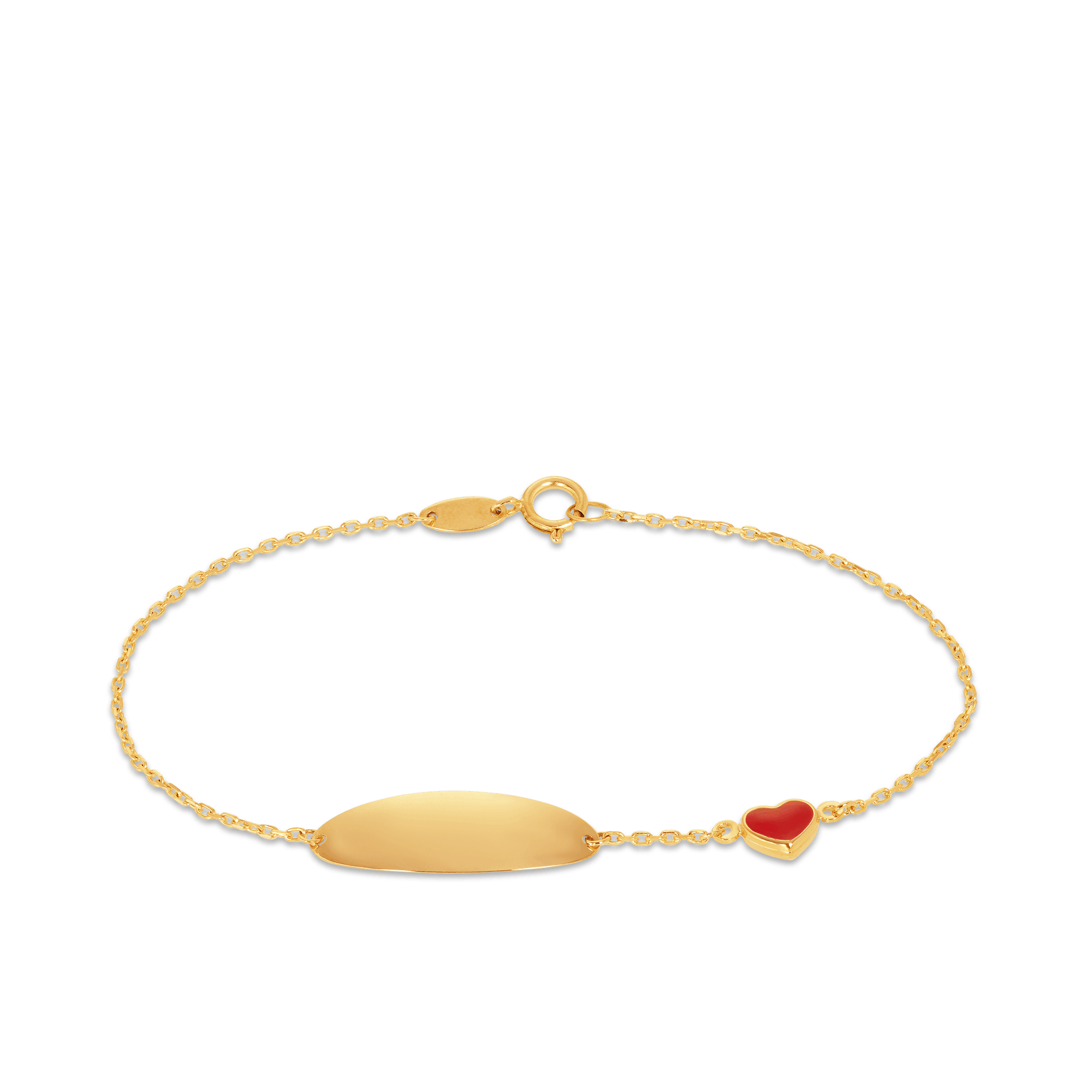 Children's ID & Heart Polished Bangle in 9ct Yellow Gold