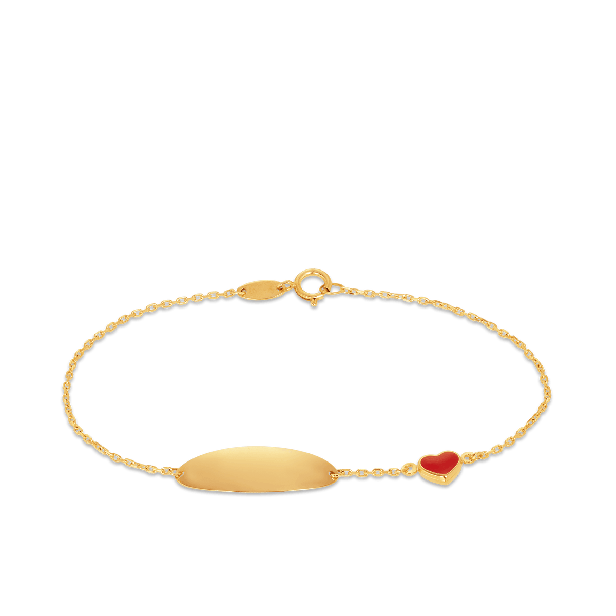 Children's ID & Heart Polished Bangle in 9ct Yellow Gold - Wallace Bishop