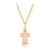 Children's Pink Cross in 9ct Yellow Gold & Enamel - Wallace Bishop