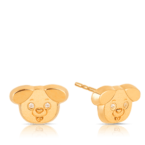 Children's Puppy Dog Stud Earrings in 9ct Yellow Gold - Wallace Bishop