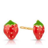 Children's Strawberry Enamel Stud Earrings in 9ct Yellow Gold - Wallace Bishop