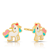 Children's Unicorn Stud Earrings in 9ct Yellow Gold - Wallace Bishop