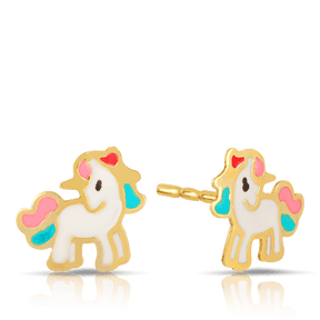 Children's Unicorn Stud Earrings in 9ct Yellow Gold - Wallace Bishop