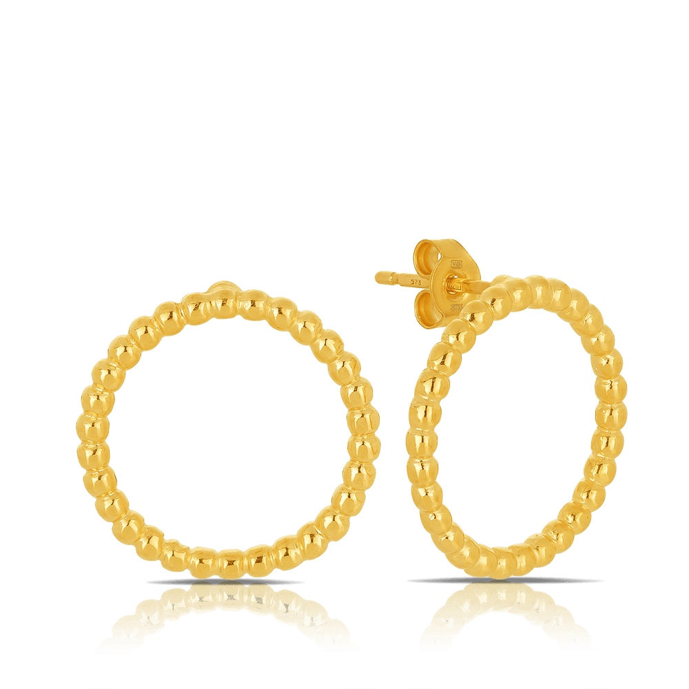 Circle Beaded Stud Earrings in 9ct Yellow Gold - Wallace Bishop