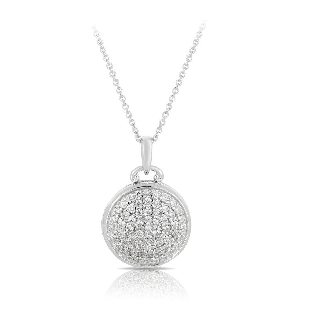 Circle Cubic Zirconia Locket Pendant in Sterling Silver - Wallace Bishop