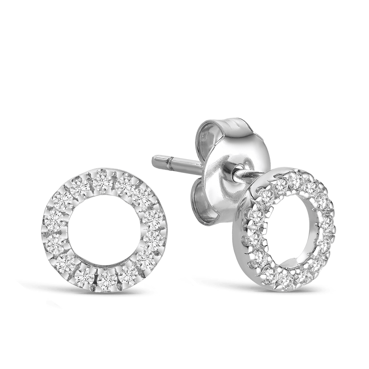 Circle Cubic Zirconia Stud Earrings in Sterling Silver - Wallace Bishop