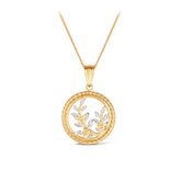 Circle Floral Branch Polished Pendant in 9ct Yellow Gold - Wallace Bishop