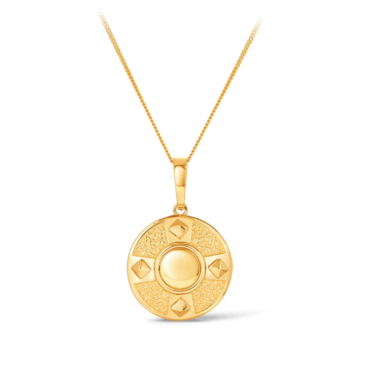 Circle Medieval Shield Pendant in 9ct Yellow Gold - Wallace Bishop