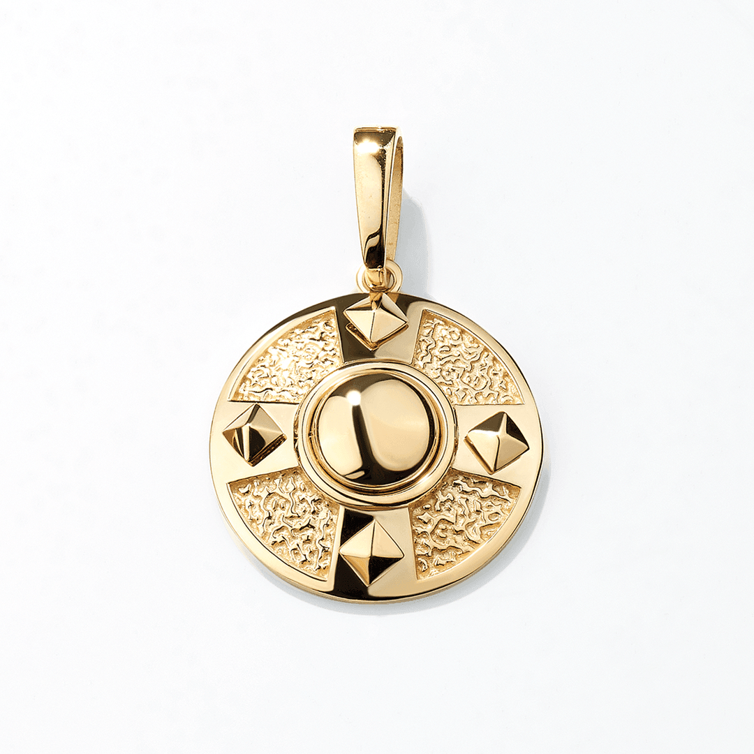 Circle Medieval Shield Pendant in 9ct Yellow Gold - Wallace Bishop