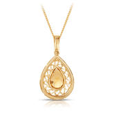 Citrine & Diamond Pear Pendant in 9ct Yellow Gold - Wallace Bishop