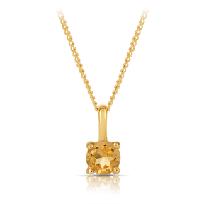 Citrine Round Pendant in 9ct Yellow Gold - Wallace Bishop