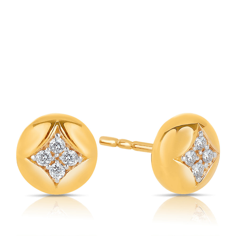 Claw Set Round Diamond Stud Earrings in 9ct Yellow Gold - Wallace Bishop
