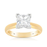 Claw Set Solitaire Diamond Engagement Ring in 18ct Yellow and White Gold TGW 2 - Wallace Bishop