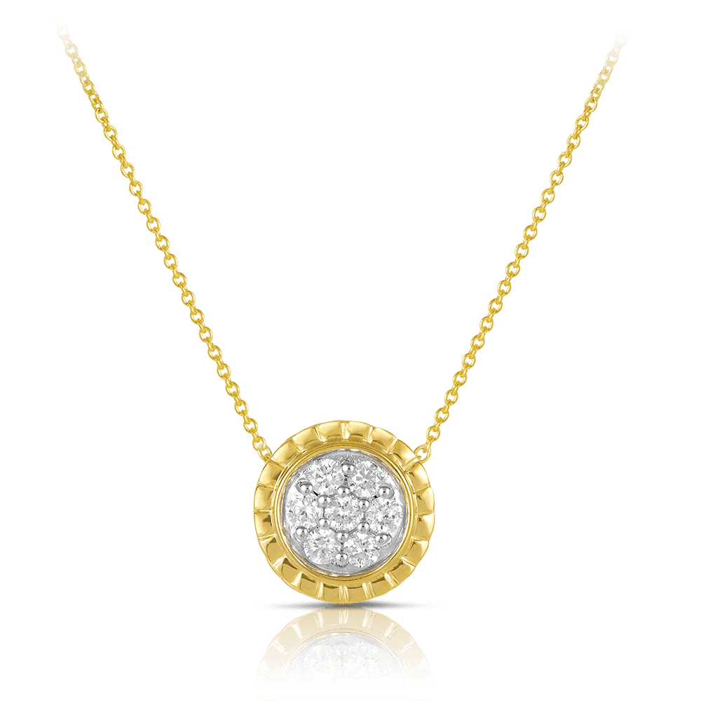 Cluster Diamond Necklace in 9ct White and Yellow Gold TGW 0.18ct - Wallace Bishop