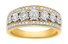 Cluster Diamond Ring in 9ct Yellow and White Gold TGW 0.53ct - Wallace Bishop
