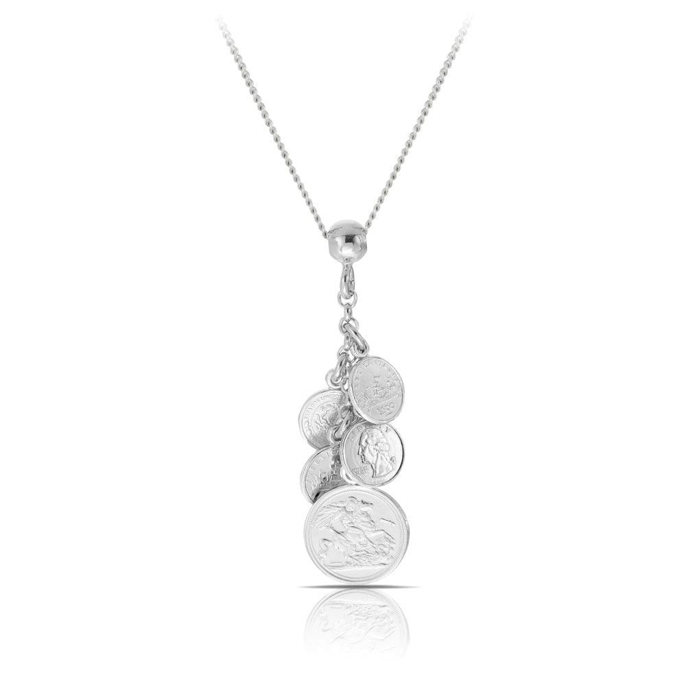 Coins Drop Necklace in Sterling Silver - Wallace Bishop