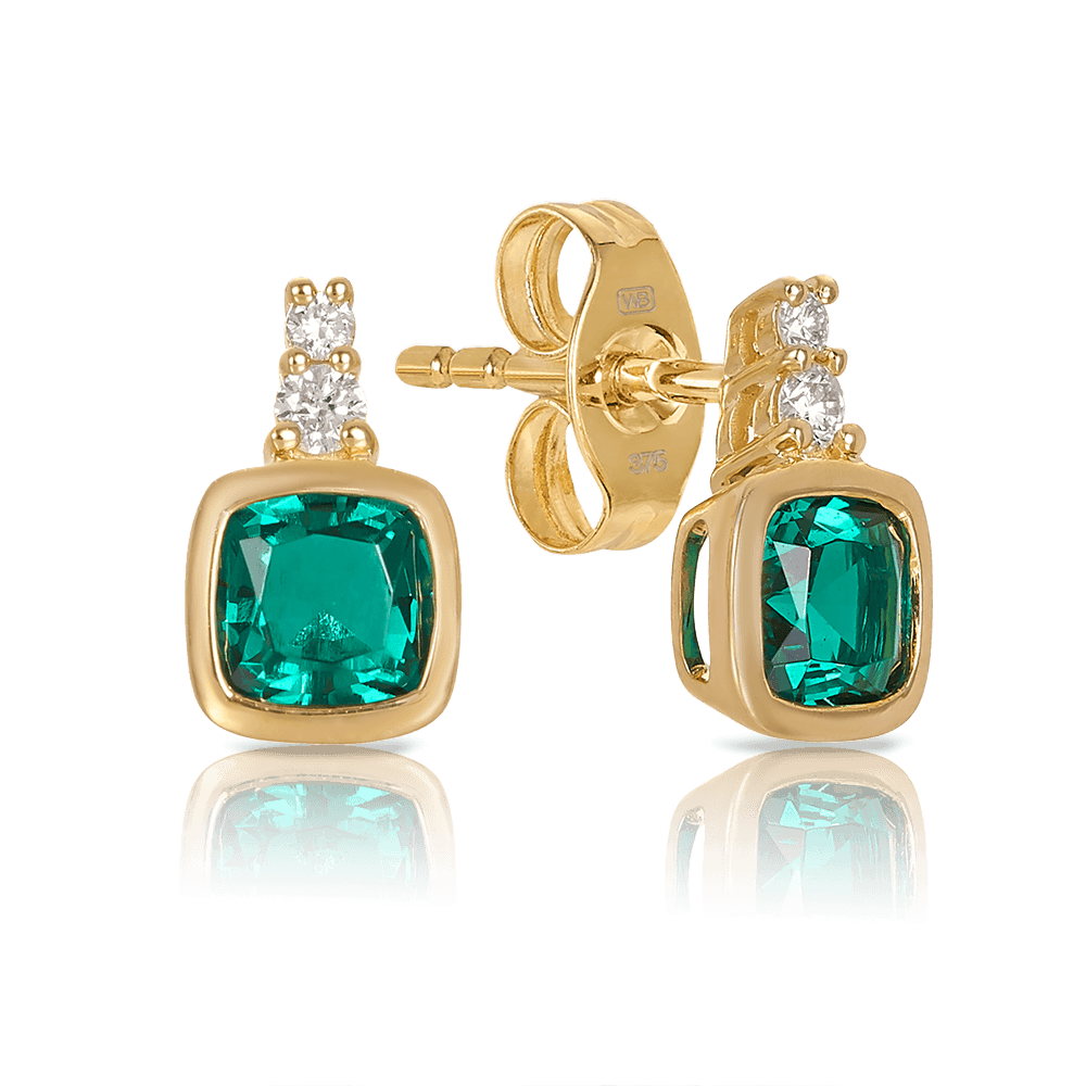 Emerald stud earrings yellow 2025 gold