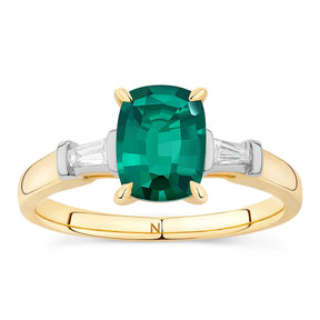 Created Emerald & Diamond Ring in 9ct Yellow Gold - Wallace Bishop