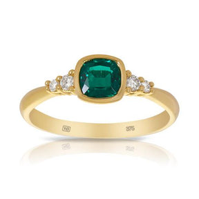 Created Emerald & Diamond Ring in 9ct Yellow Gold - Wallace Bishop