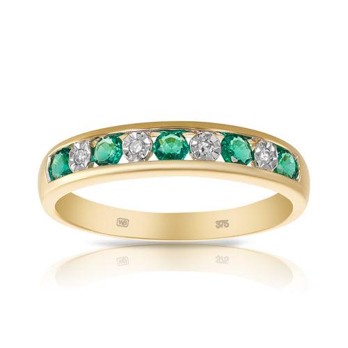 Created Emerald & Diamond Ring in 9ct Yellow Gold - Wallace Bishop