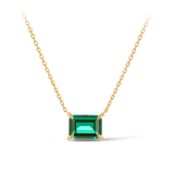Created Emerald Claw Set Necklace in 9ct Yellow Gold - Wallace Bishop