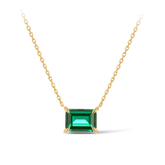 Created Emerald Claw Set Necklace in 9ct Yellow Gold - Wallace Bishop