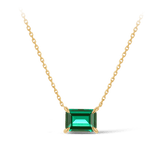 Created Emerald Claw Set Necklace in 9ct Yellow Gold - Wallace Bishop