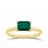 Created Emerald Rectangular Claw Set Ring in 9ct Yellow Gold - Wallace Bishop
