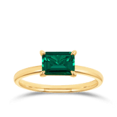 Created Emerald Rectangular Claw Set Ring in 9ct Yellow Gold - Wallace Bishop