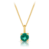 Created Emerald Round Pendant in 9ct Yellow Gold - Wallace Bishop