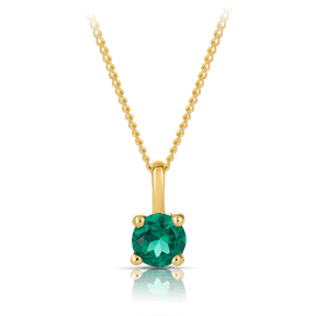 Created Emerald Round Pendant in 9ct Yellow Gold - Wallace Bishop