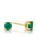 Created Emerald Round Stud Earrings in 9ct Yellow Gold - Wallace Bishop