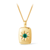 Created Emerald Star Set Rectangular Pendant in 9ct Yellow Gold - Wallace Bishop