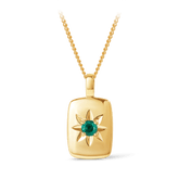 Created Emerald Star Set Rectangular Pendant in 9ct Yellow Gold - Wallace Bishop