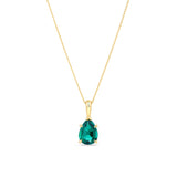 Created Pear Emerald Drop Pendant in 9ct Yellow Gold - Wallace Bishop