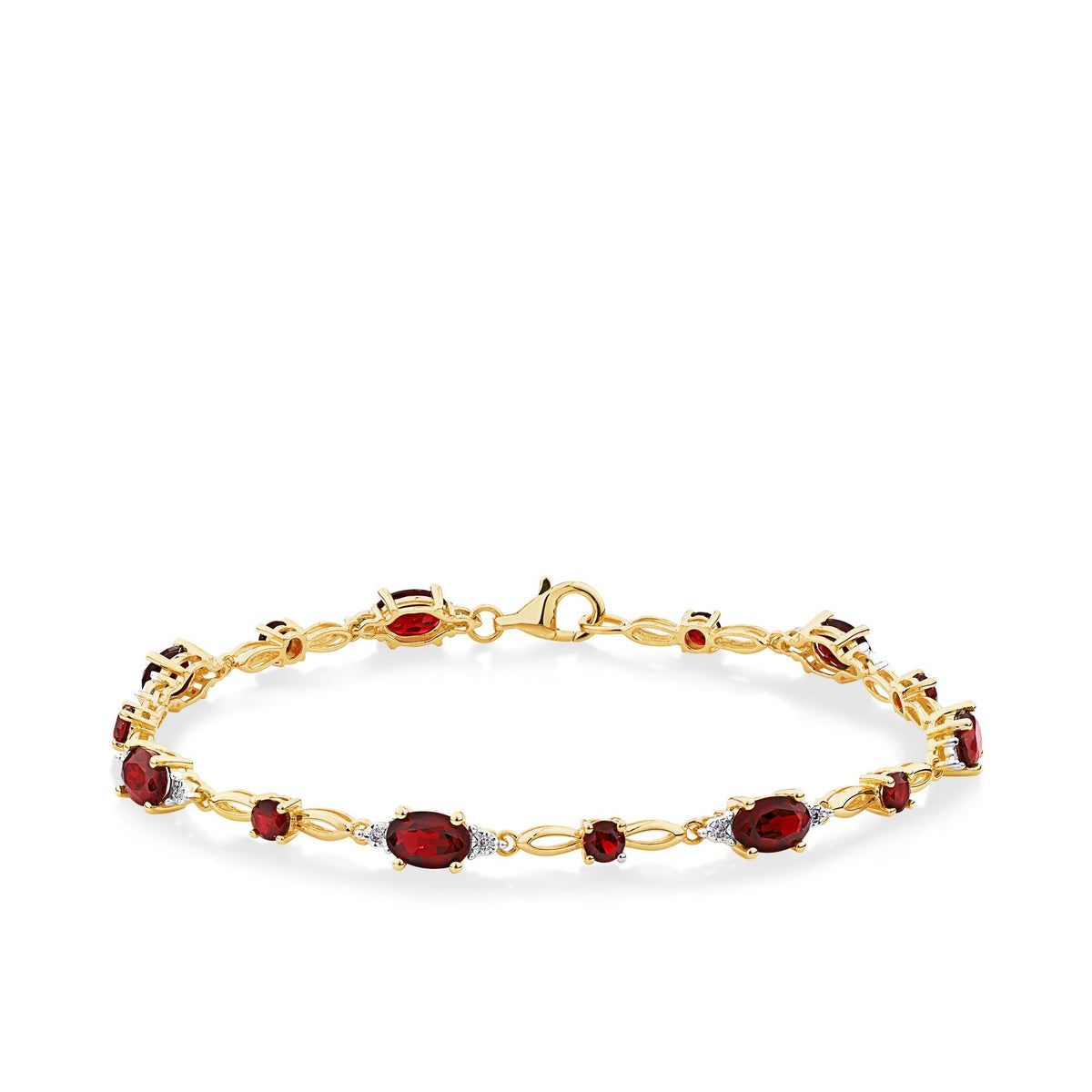 Created Ruby & 0.06ct TDW Diamond Bracelet in 9ct Yellow Gold - Wallace Bishop