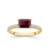 Created Ruby & 0.20ct TW Diamond Rectangular Ring in 9ct Yellow Gold - Wallace Bishop