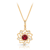 Created Ruby & Diamond Flower Pendant in 9ct Yellow Gold - Wallace Bishop