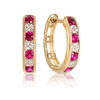 Created Ruby & Diamond Hoop Earrings in 9ct Yellow Gold - Wallace Bishop