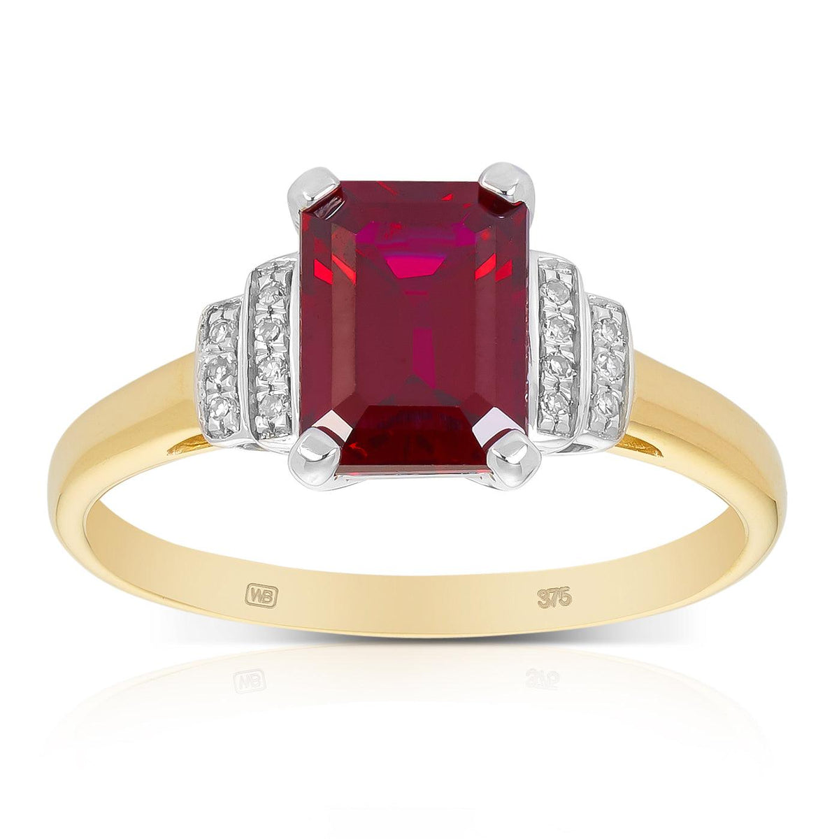 Created Ruby & Diamond Ring in 9ct Yellow & White Gold - Wallace Bishop