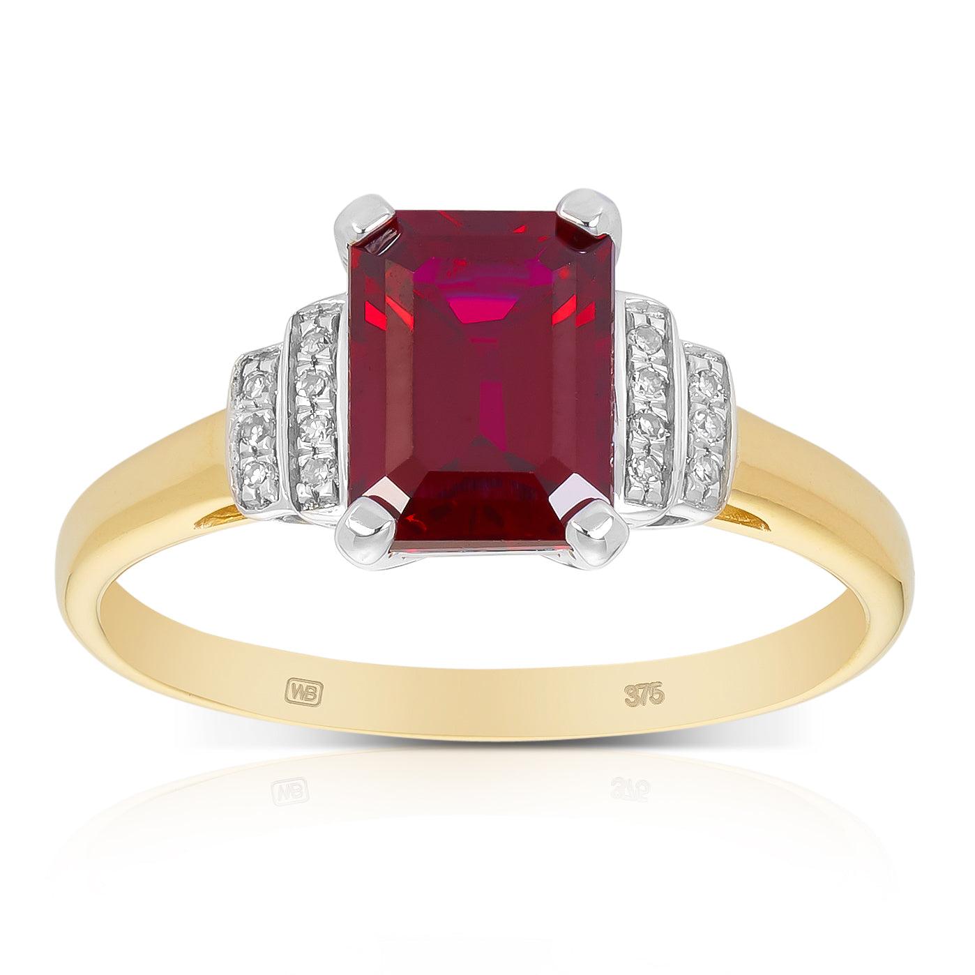 Created Ruby & Diamond Ring in 9ct Yellow & White Gold - Wallace Bishop