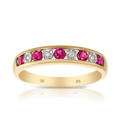 Created Ruby & Diamond Ring in 9ct Yellow Gold - Wallace Bishop