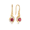 Created Ruby & Diamond Twist Drop Erarings in 9ct Yellow Gold - Wallace Bishop
