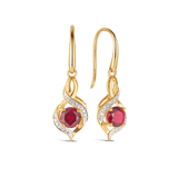 Created Ruby & Diamond Twist Drop Erarings in 9ct Yellow Gold - Wallace Bishop