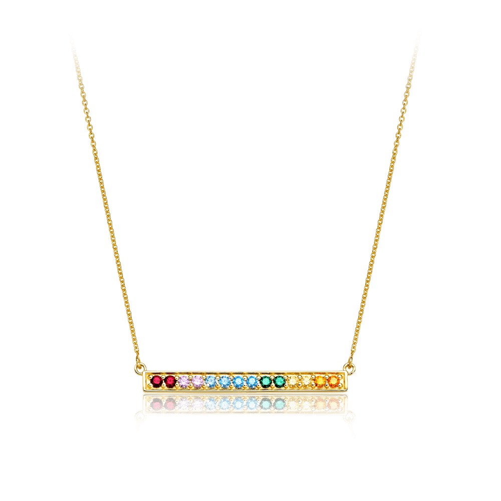 Created Ruby and Swarovski Zirconia Rainbow Necklace in 9ct Yellow Gold - Wallace Bishop