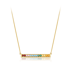 Created Ruby and Swarovski Zirconia Rainbow Necklace in 9ct Yellow Gold - Wallace Bishop