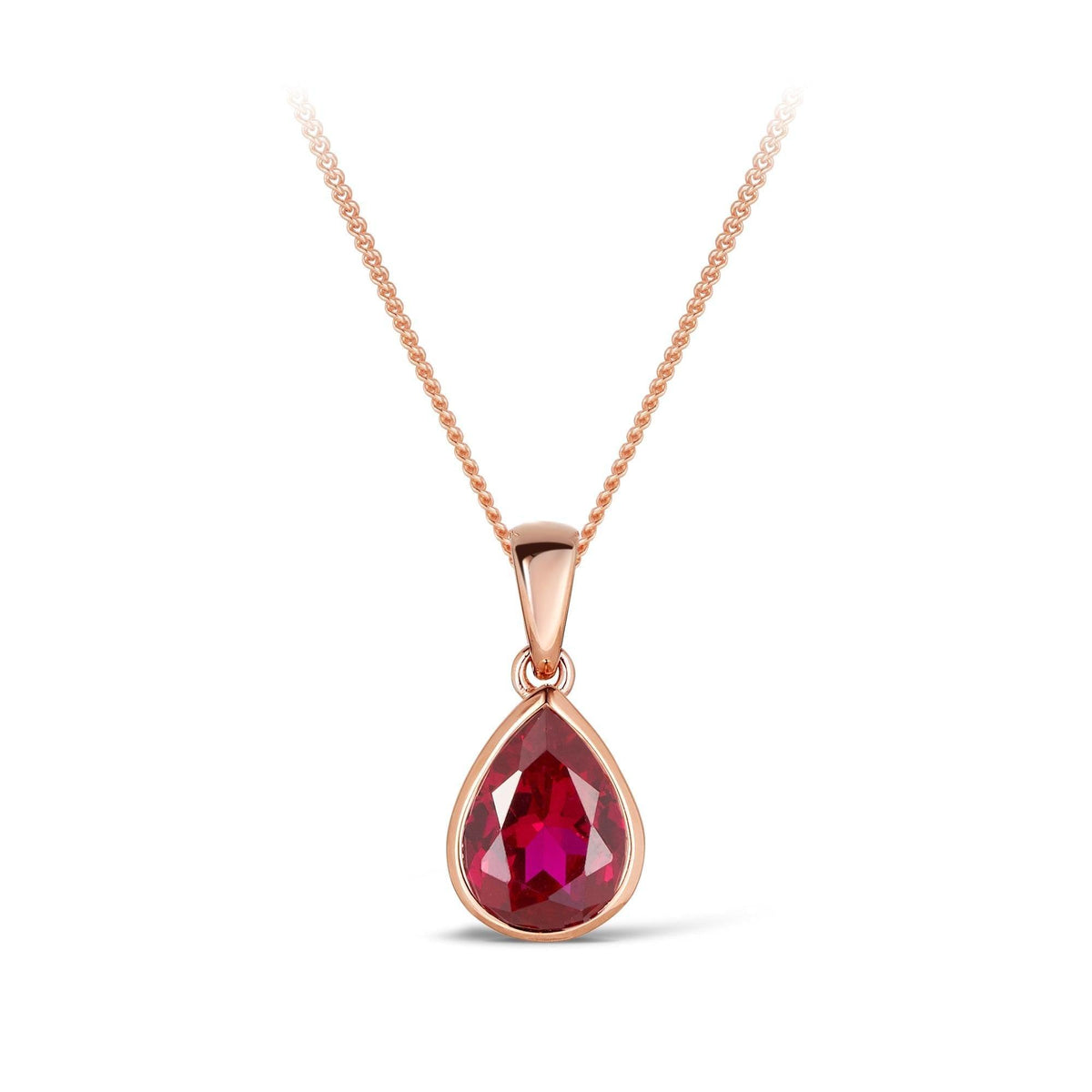 Created Ruby Pear Shape Pendant in 9ct Rose Gold - Wallace Bishop